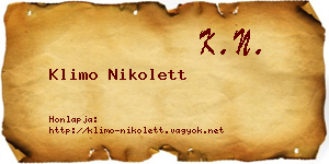 Klimo Nikolett névjegykártya